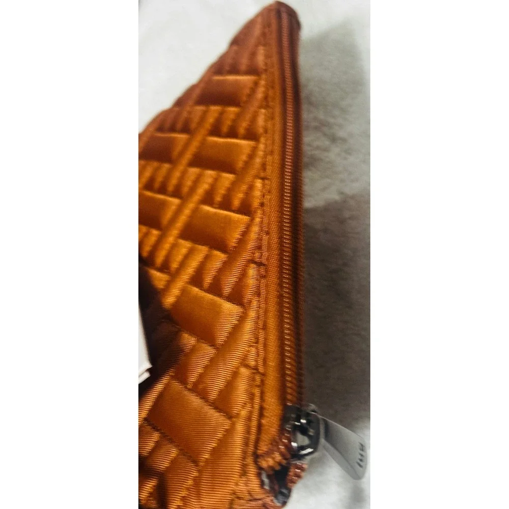Lug Peekaboo Pouch Wristlet Copper Brown Quilted  ID Window Travel Wallet NEW
